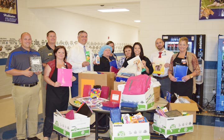 Hollister, Mo., students will receive school supplies from Cox Medical Center Branson employees.