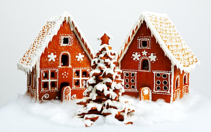 Gingerbread houses are shown to promote our upcoming competition.