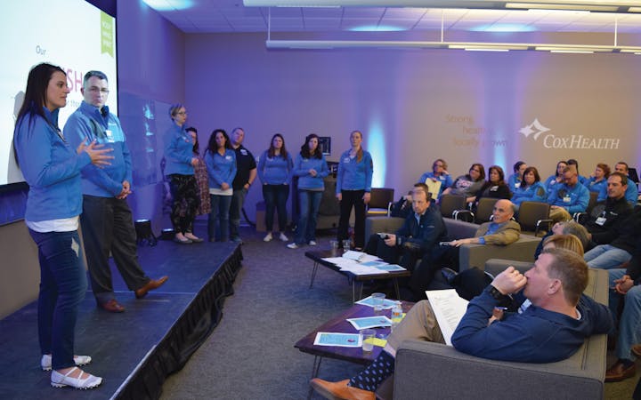 A team presents at a previous CoxHealth Innovation Accelerator.