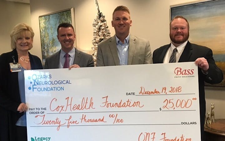 ONF recently made a check presentation to the CoxHealth Foundation.