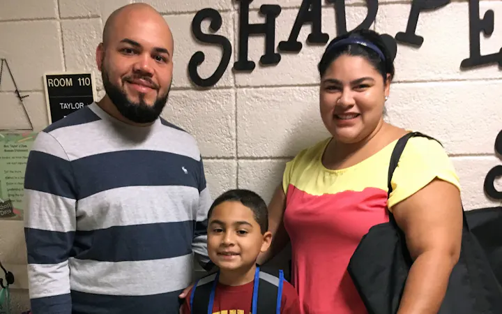 Edwin and Silkia took Noah to his first day of school.