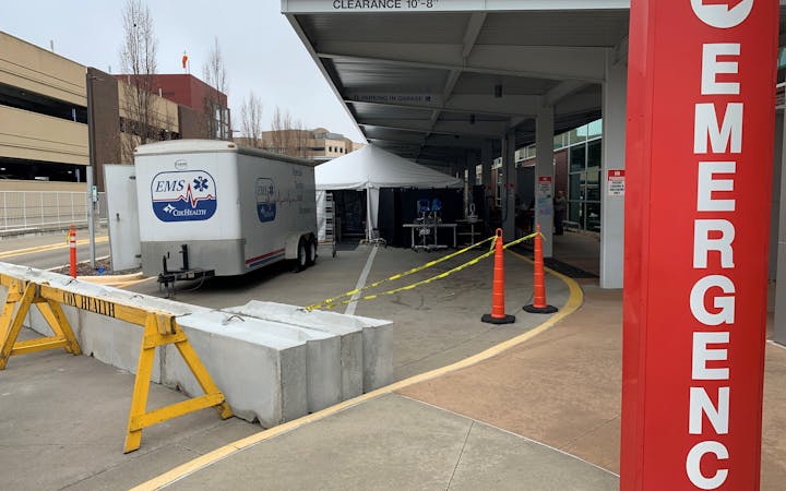 A picture shows the new triage tent at Cox South.